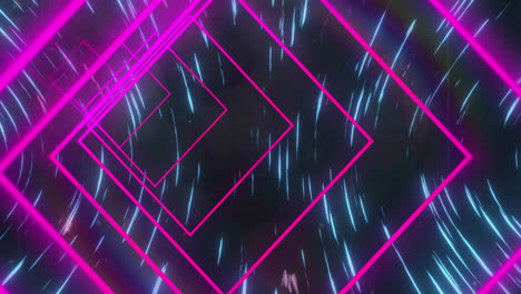 animation of neon purple squares over black background with moving lights