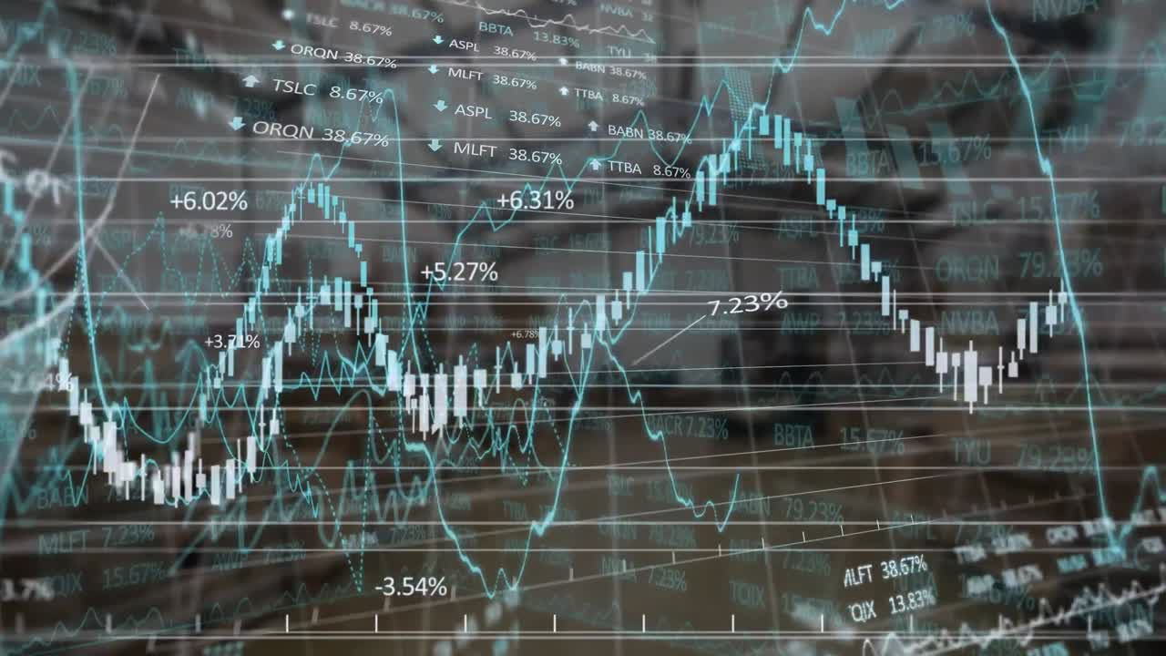 animación del procesamiento financiero y del mercado de valores frente a un almacén vacío
