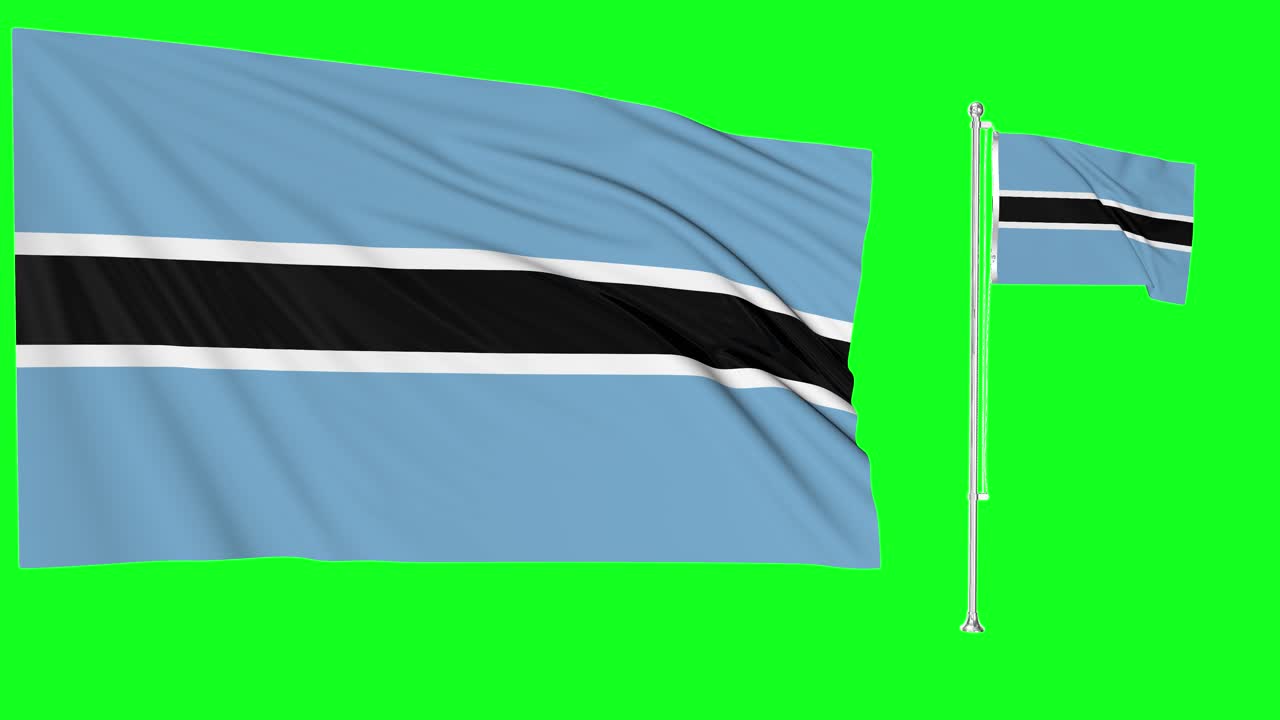pantalla verde ondeando la bandera de botswana o el asta de la bandera