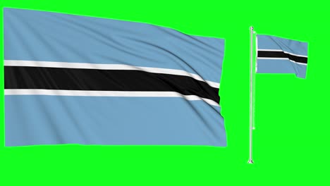 green screen waving botswana flag or flagpole