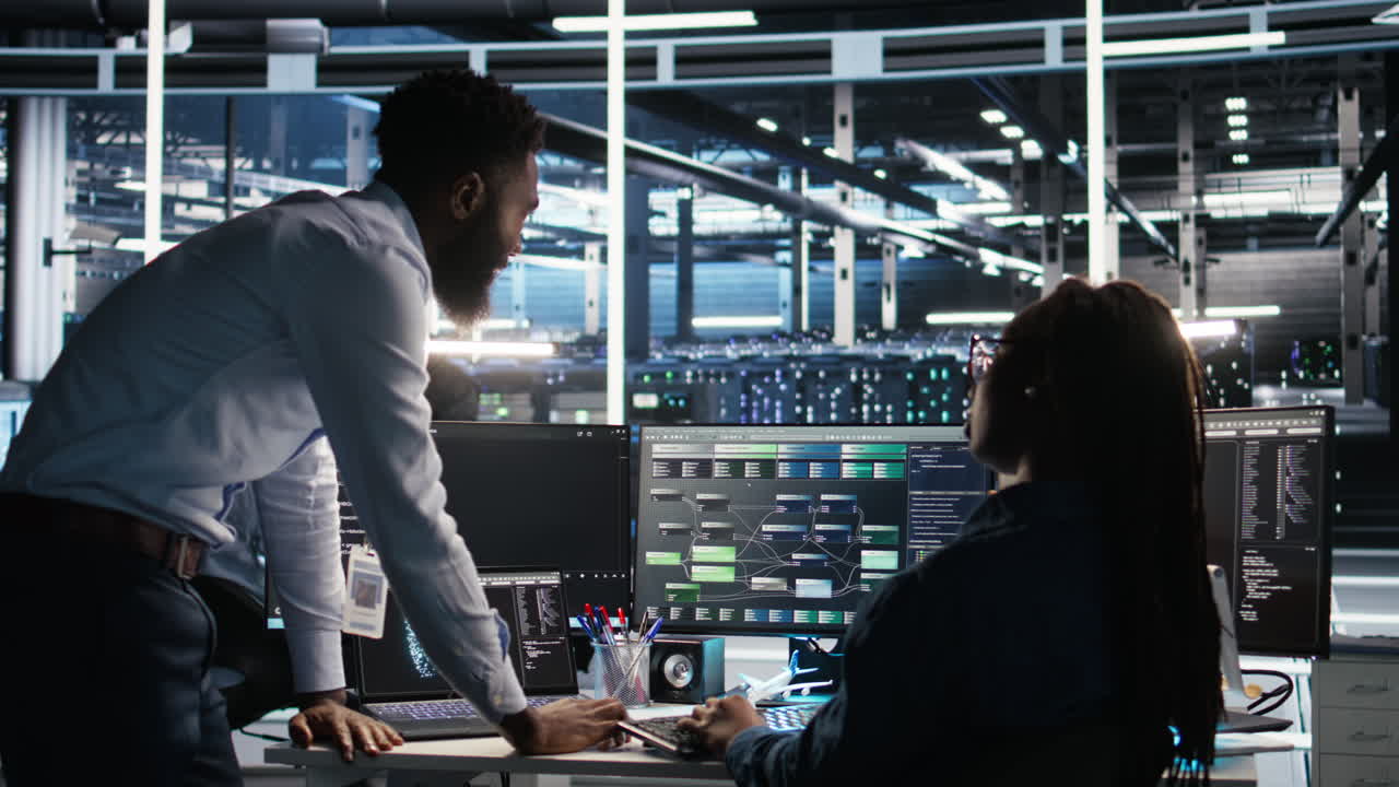 Data center manager supervising engineer using node tree tool