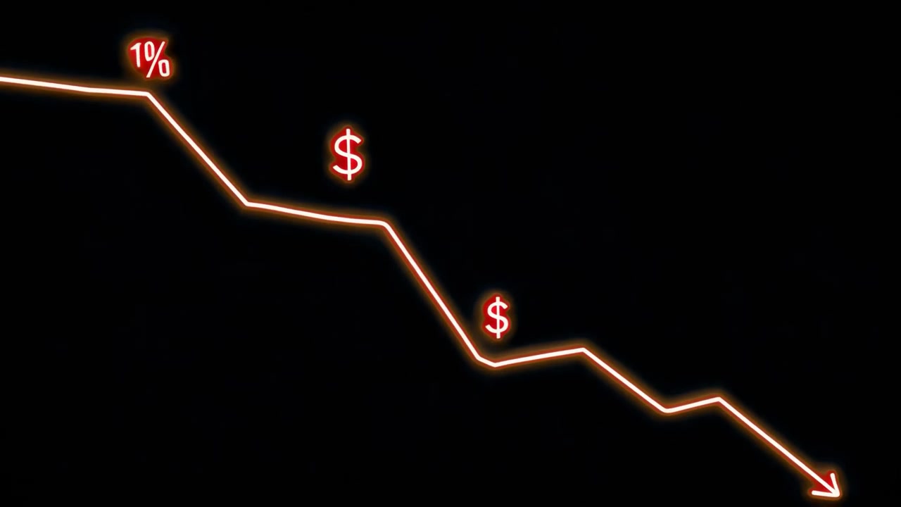 Declining profits financial graph animation isolated asset, transparent 4K video, alpha channel