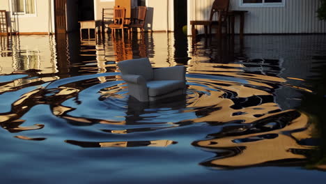 flooded house with a chair