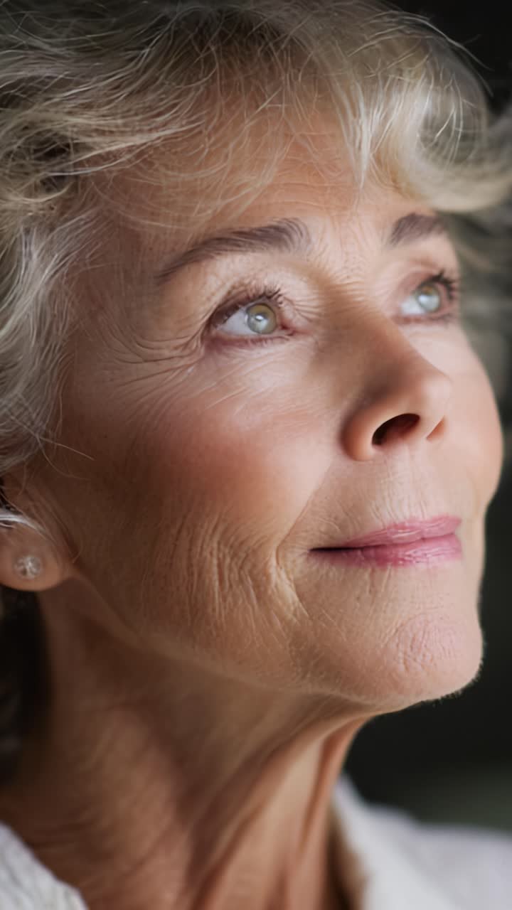 A Serene Older Woman Contemplating Life with Grace and Poise, Radiating Wisdom and Experience Through Her Gentle Expression and Confident Gaze