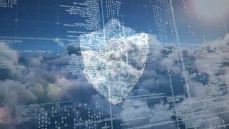 compuesto digital de un bloqueo cibernético y códigos y scripts aleatorios