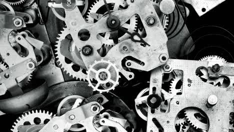 mecanismo de reloj macro bucle. mecanismo viejo de reloj vintage funcionando.