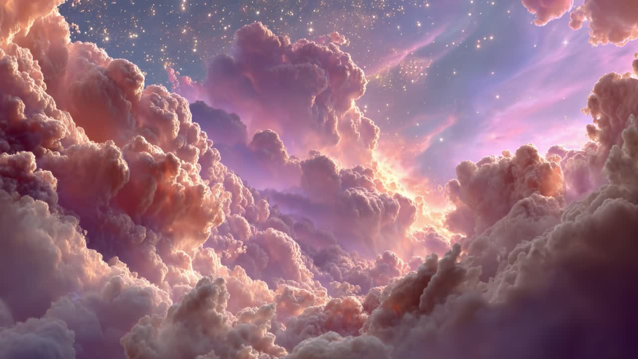 A Stunning Perspective of Vibrant Cosmic Clouds Illuminated by Stars, Capturing the Ethereal Beauty and Colorful Hues of the Universe's Mystical Atmosphere