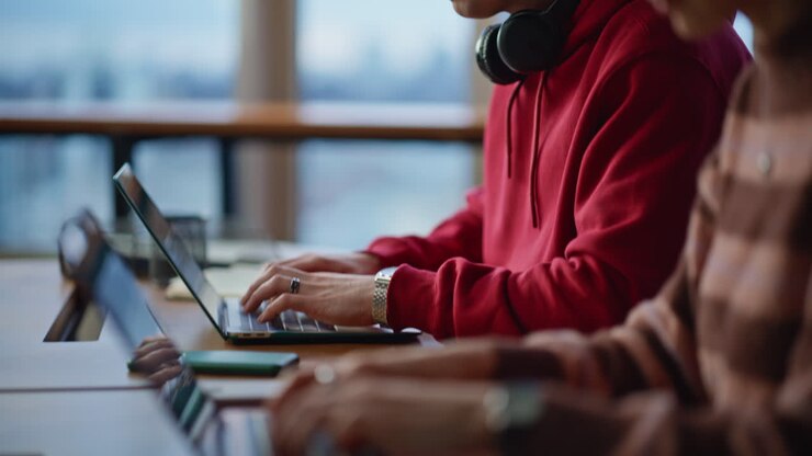 People working together on laptops