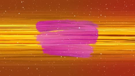 Animation-of-pink-shapes-moving-on-yellow-background