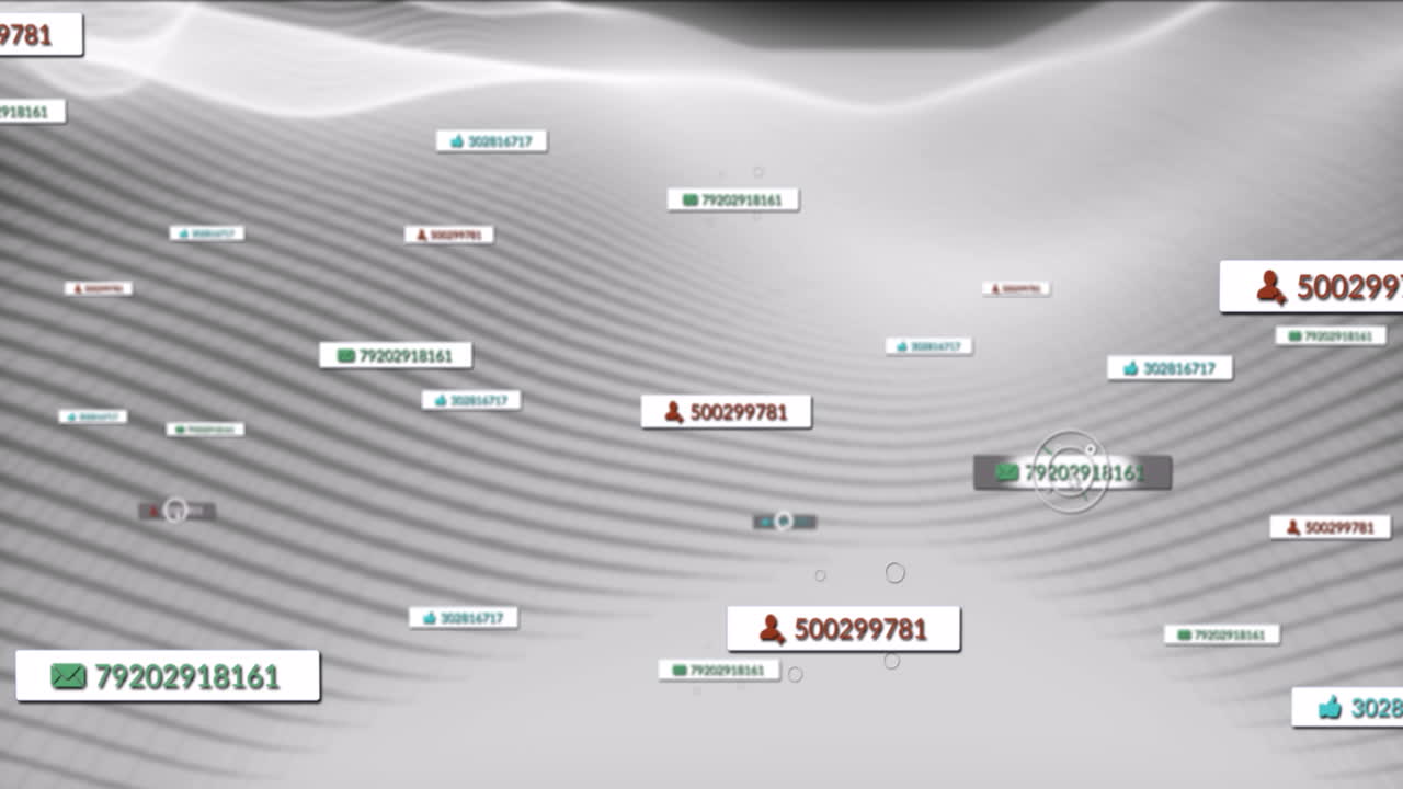 Animation of media icons and shapes on black background