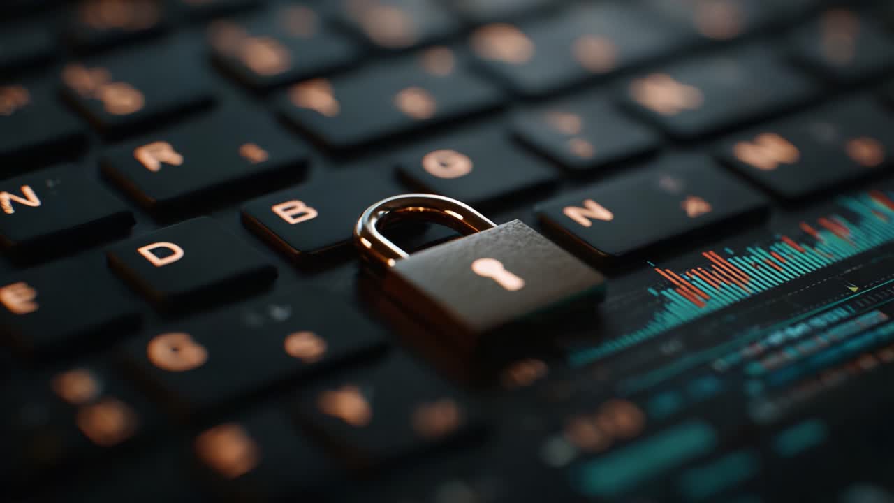 A Secure Digital Environment: Exploring the Symbolism of a Lock on a Computer Keyboard Emphasizing Cybersecurity and Digital Privacy