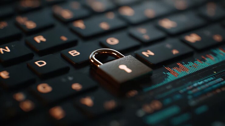 A Secure Digital Environment: Exploring the Symbolism of a Lock on a Computer Keyboard Emphasizing Cybersecurity and Digital Privacy