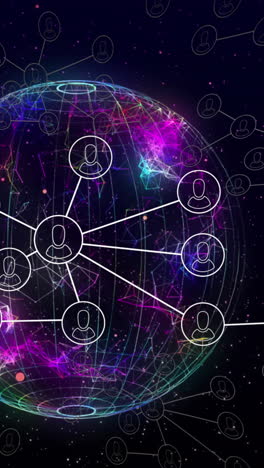 animation of network of connections with people icons over globe