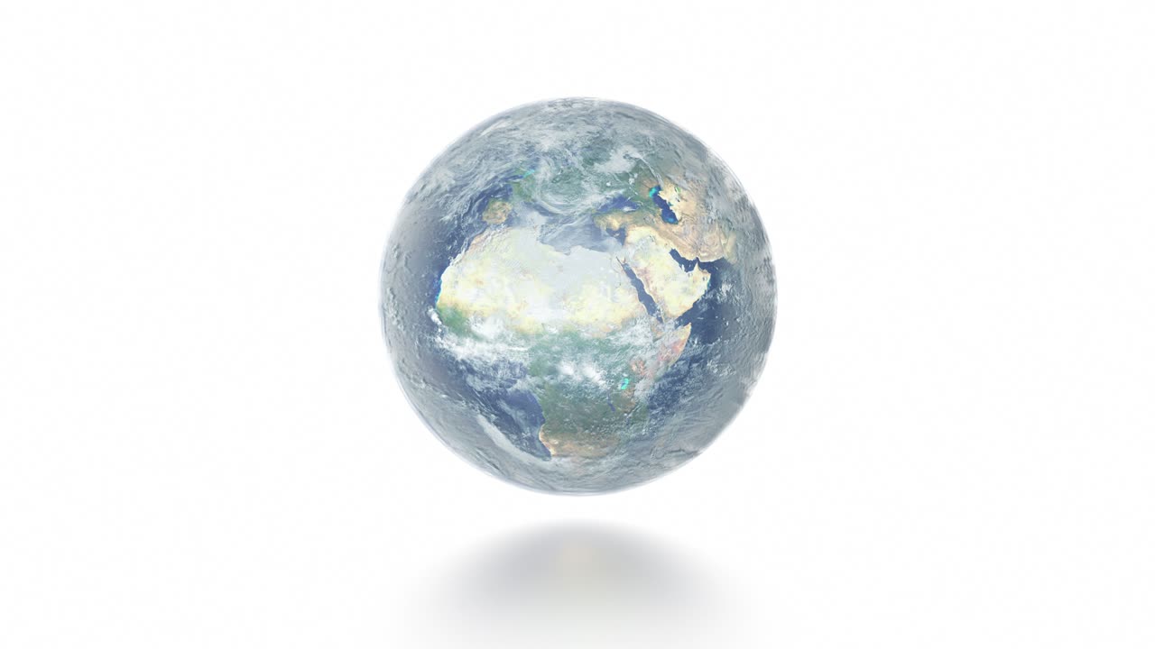 tierra renderizada en 3d, globo mundial sobre un fondo blanco y brillante