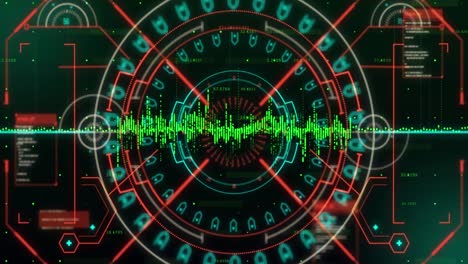 Animation-of-scope-scanning-and-data-processing-on-green-background