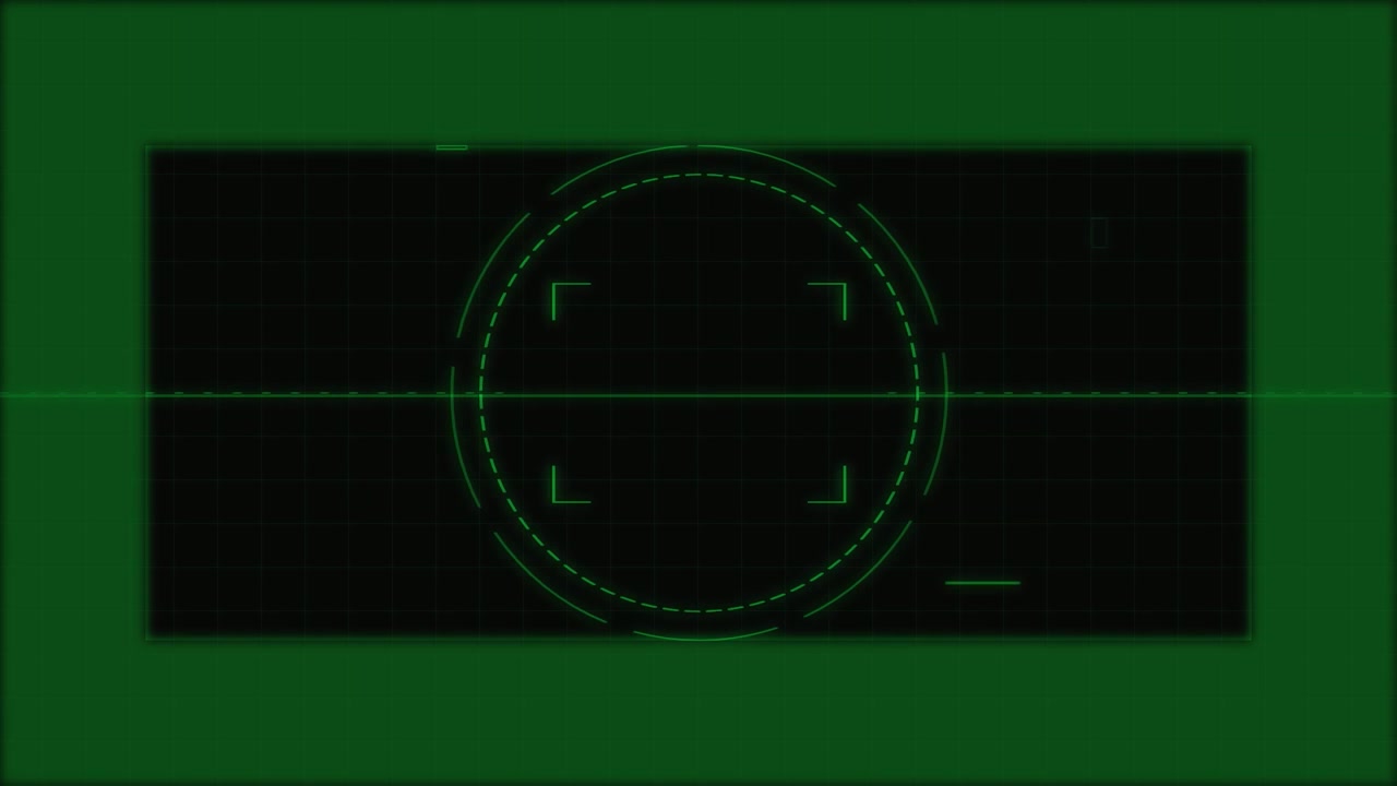 Interfaccia HUD Digitale Verde con Mirino Circolare Rotante