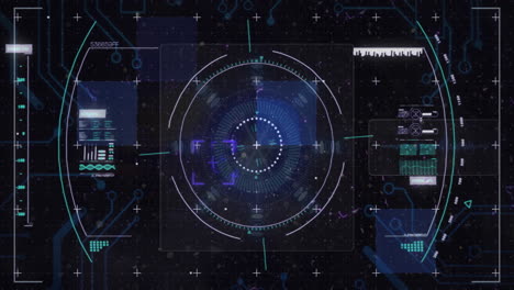 animation of digital data processing over scope scanning on black background