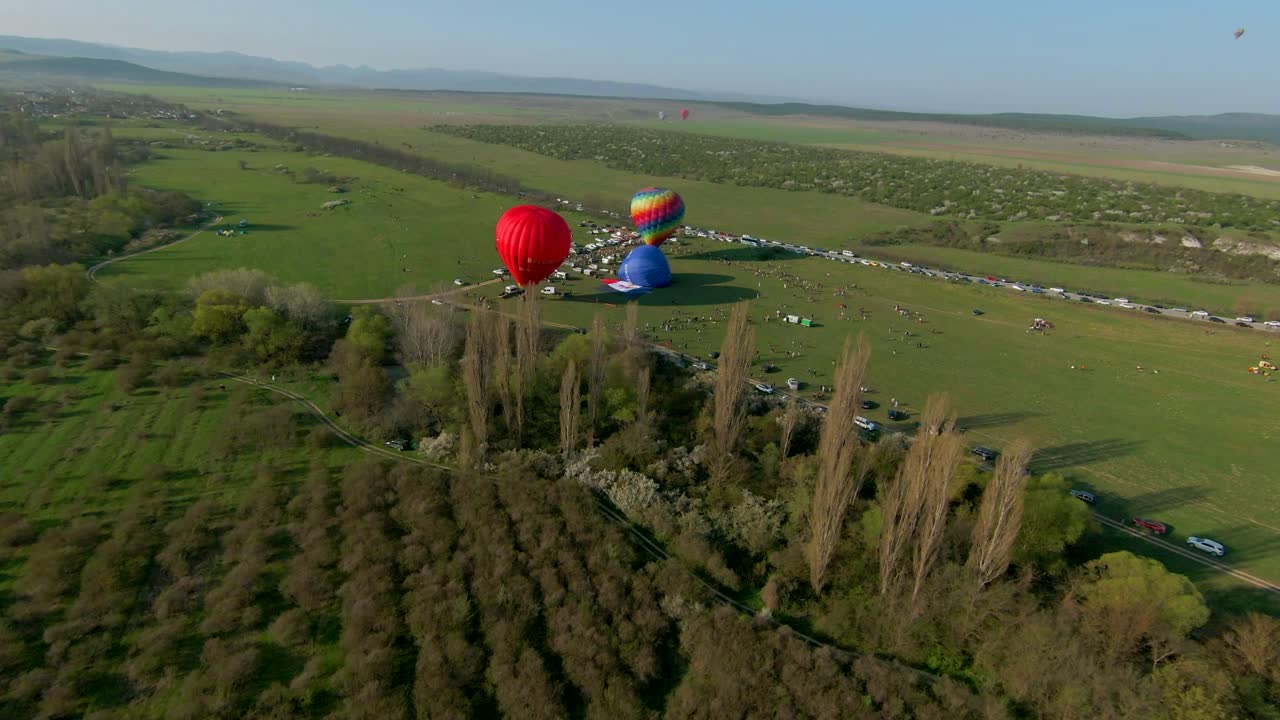 열기 풍선 축제 공중 사진