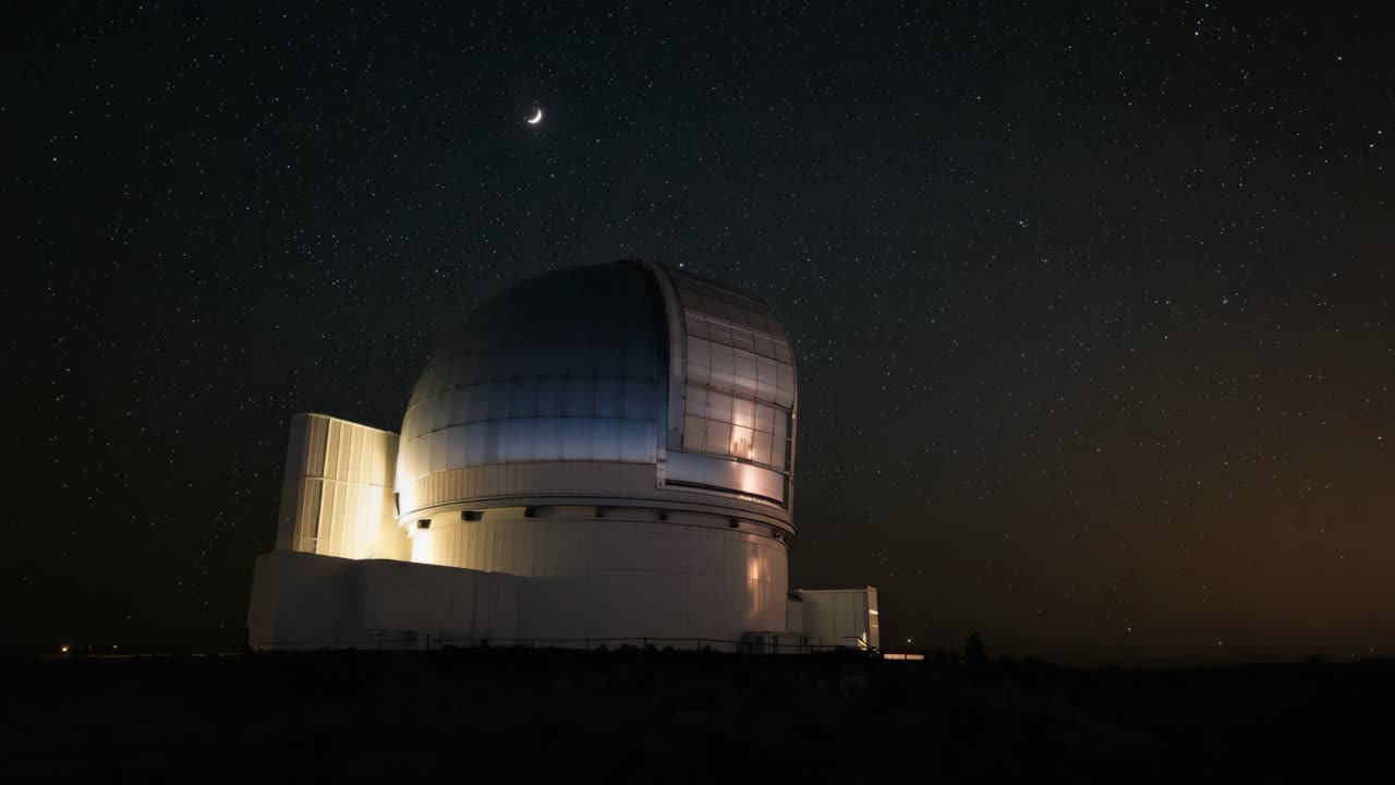 Observatory at Night Under Stars