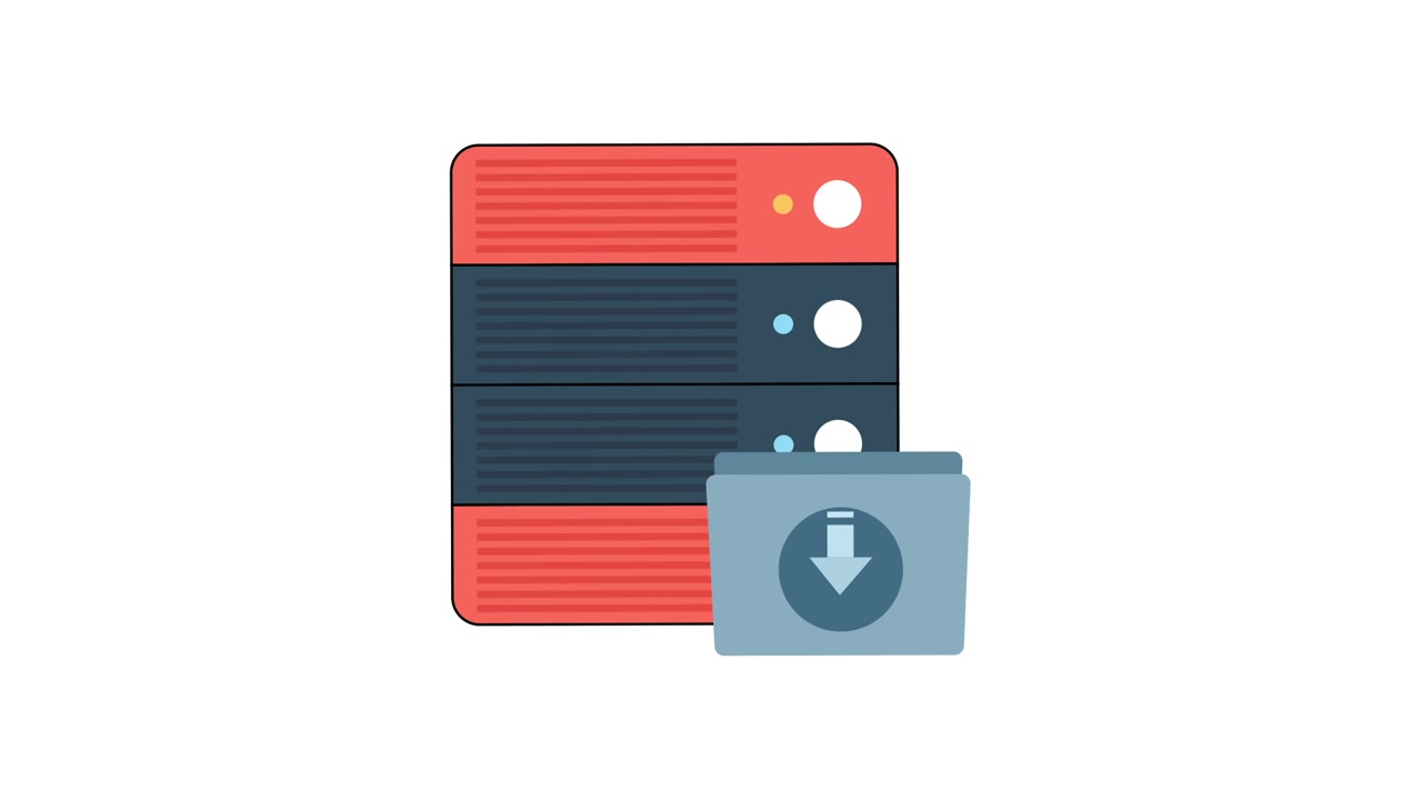 Animated Server Rack with Data Download Icon