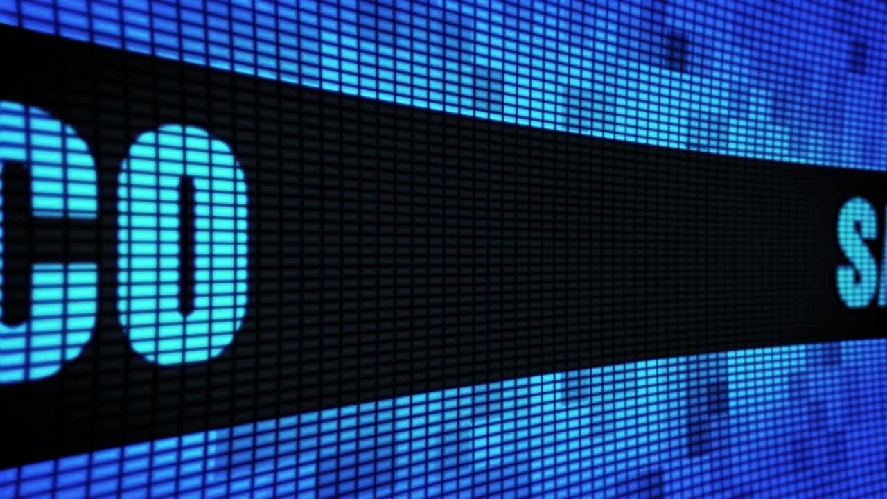 San Francisco and Frisco displayed on digital LED screen