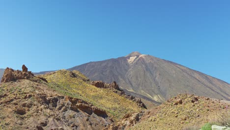 desert landscape and teide volcano in tenerife, tilt up view