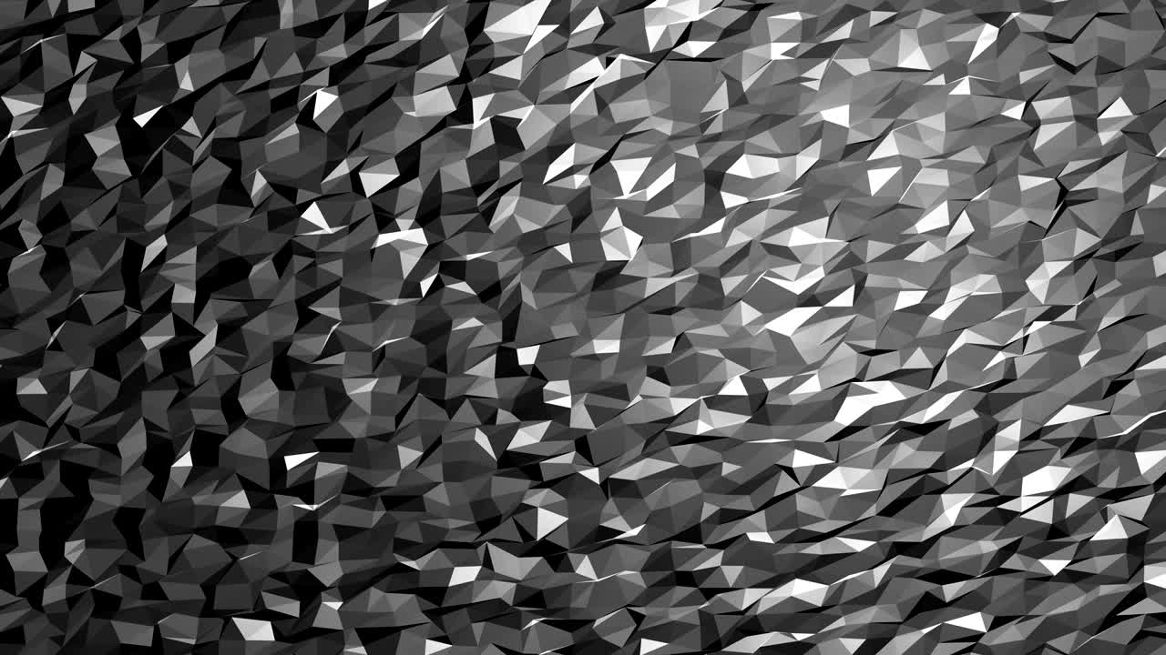 4K White polygonal surface 3D render seamless loop. Abstract Polygonal Geometric.