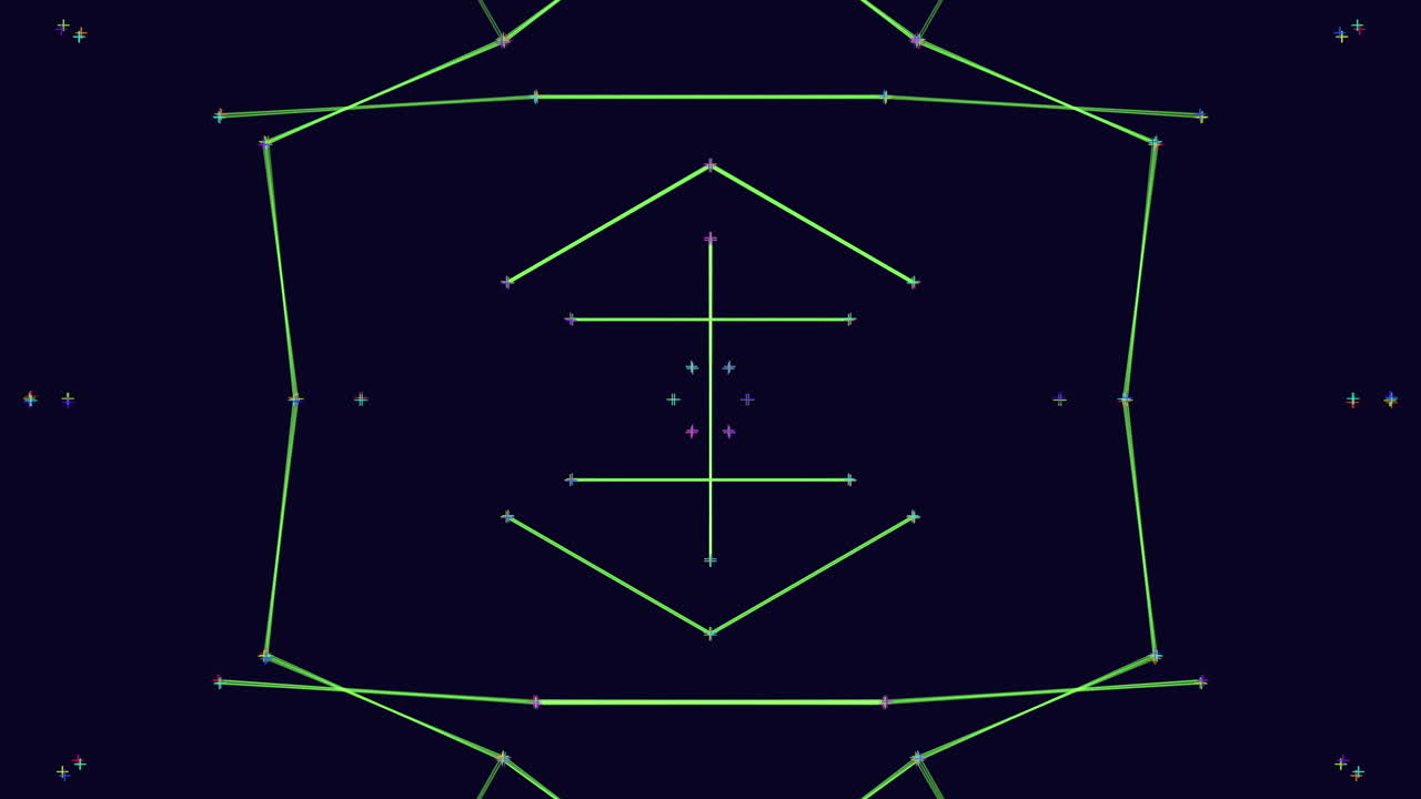геометрический рисунок зеленых и черных линий и точек, расположенных по диагонали