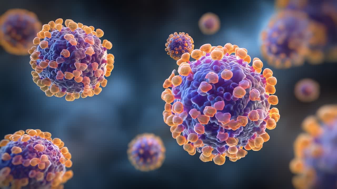 Intricate Cellular Structures: A Close-Up View of Microscopic Entities Depicting Their Unique Shapes and Colorful Features Under a Detailed Microscope Environment