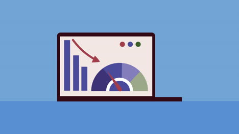 statistics bars in laptop animation