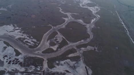 aerial view of a dried-out river system