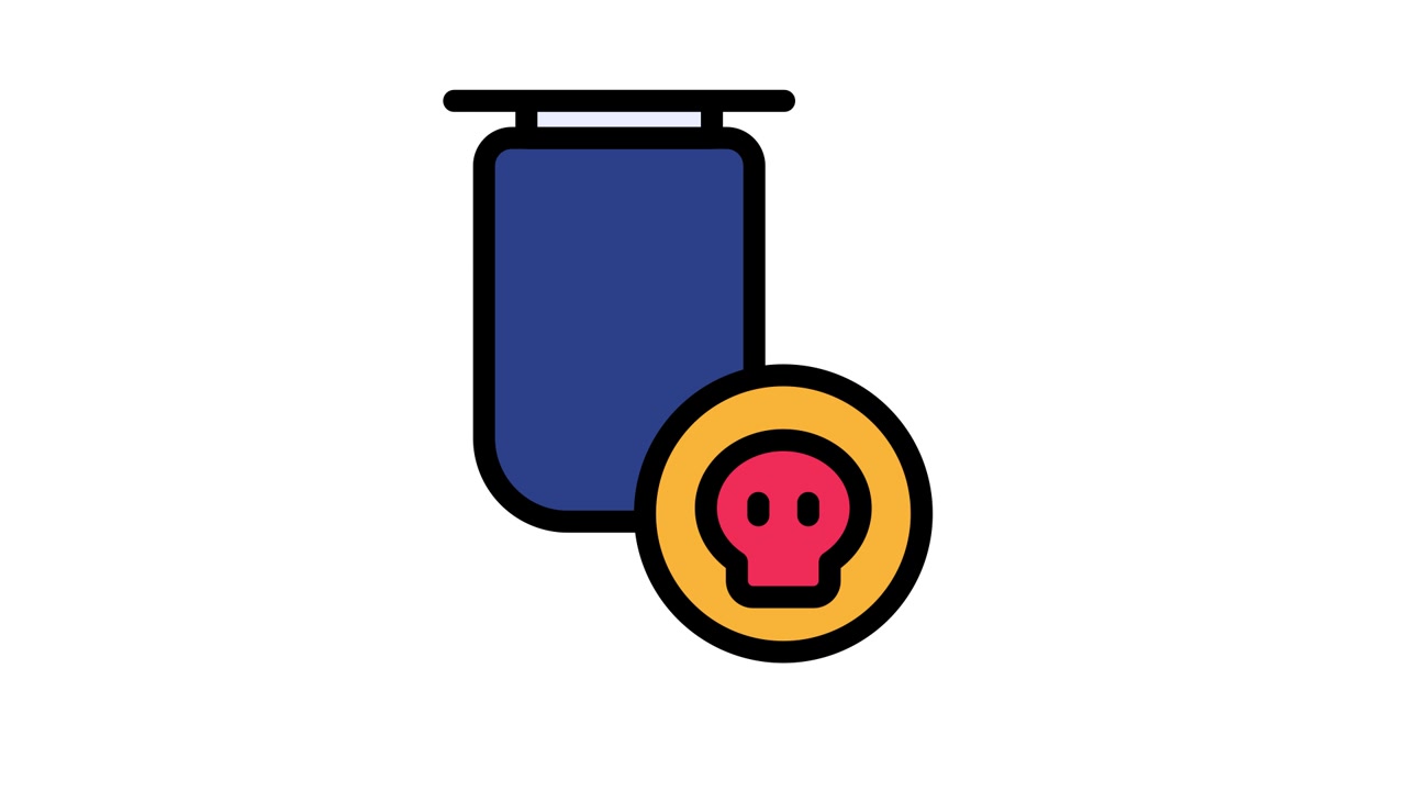 Animated Icon of USB Flash Drive with Virus Warning