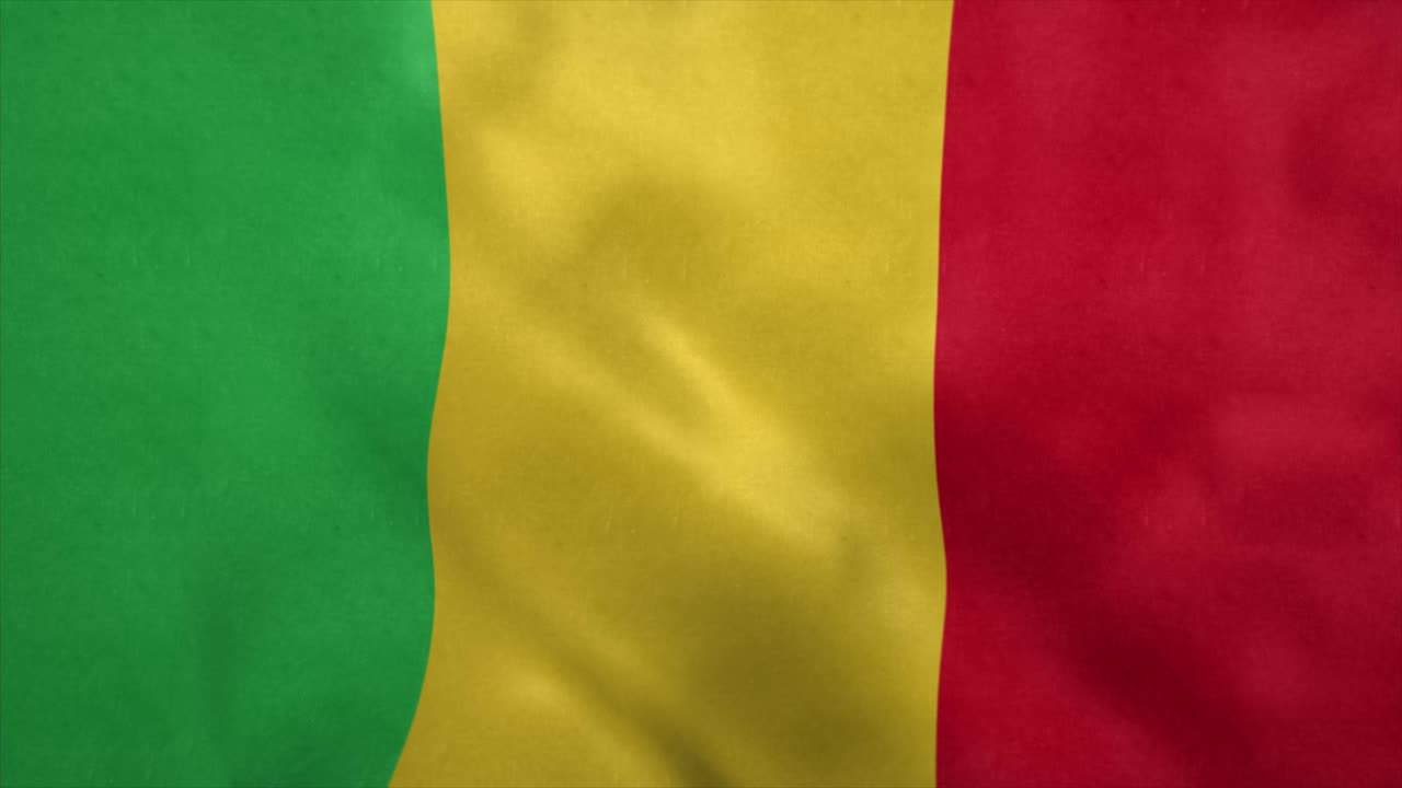 National flag of Mali blowing in the wind. Seamless loop