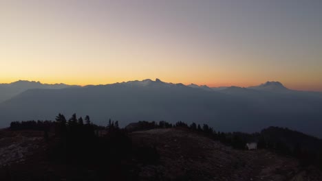 Sunset-on-Mount-Brew-with-Incredible-Rocky-Mountain-Landscape-in-Canada-British-Columbia-4K---Aerial-Drone-Panning-Shot