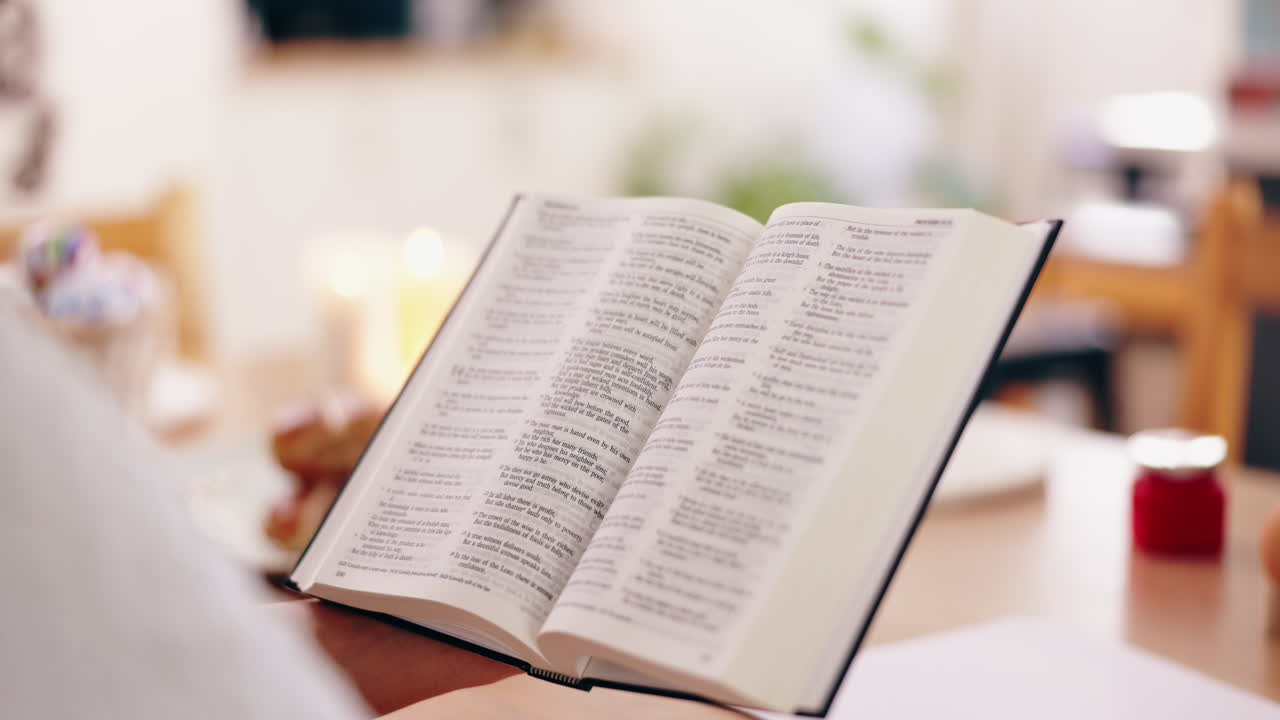 Person Reading the Bible at Home