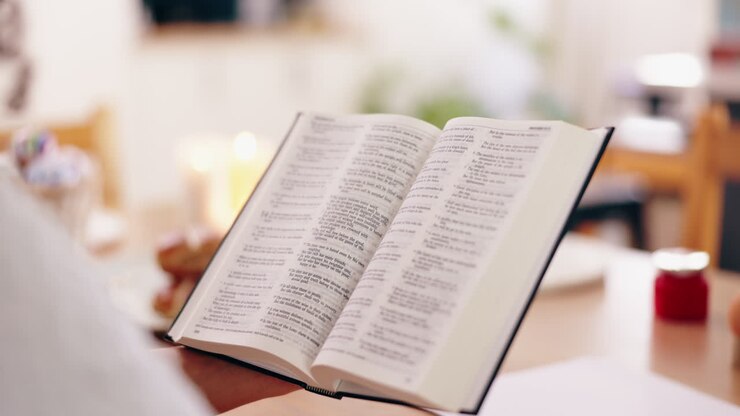 Person Reading the Bible at Home