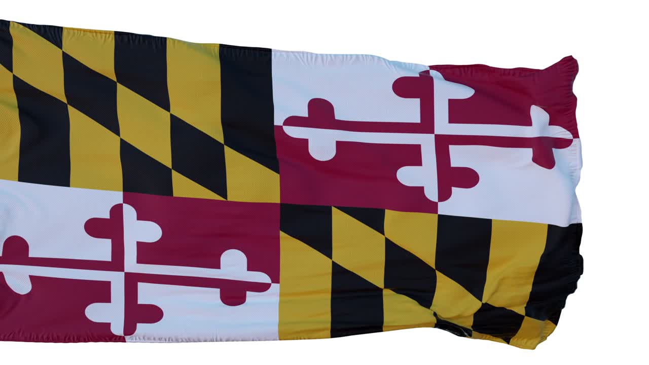 bandera de maryland aislado animación realista. bucle sin costuras, 4k
