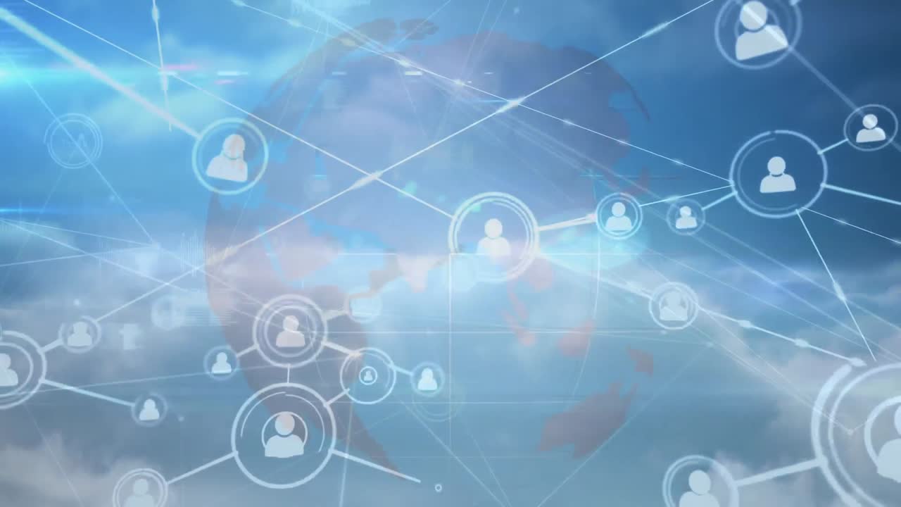 사람들과의 연결의 네트워크와 함께 지구의 애니메이션 아이콘