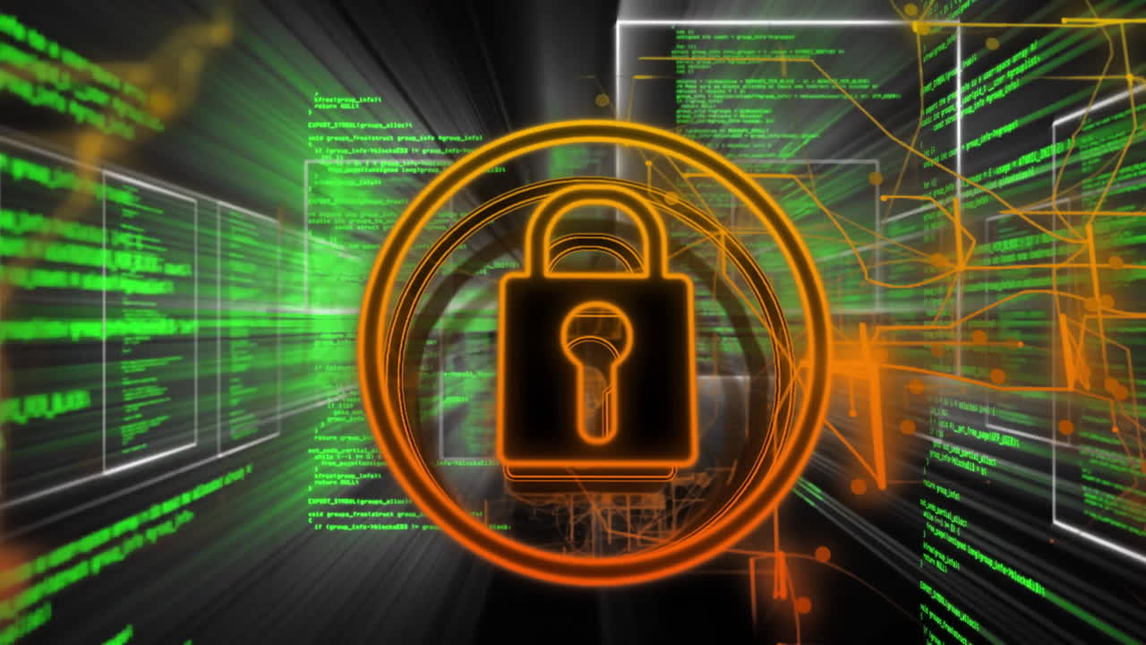 animación del procesamiento de datos a través de un candado