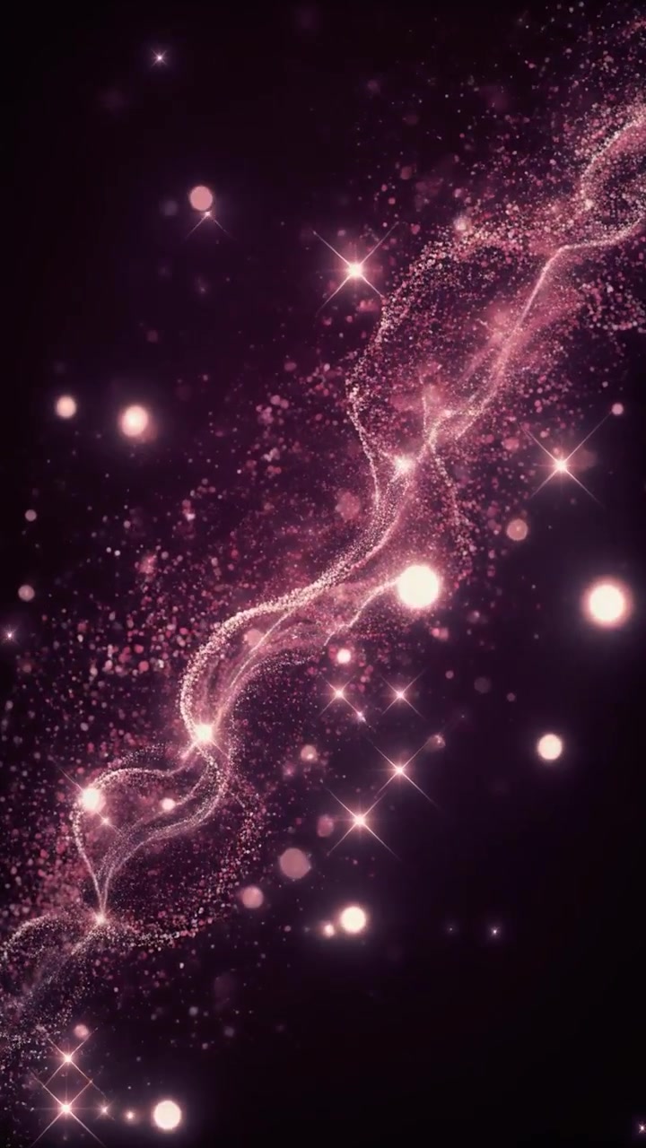 Abstract Flowing Pink Particles and Glowing Light Streaks