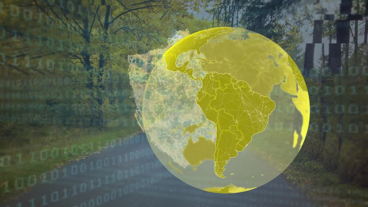 Animação de globo sobre o processamento de dados