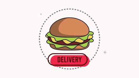 delivery service with hamburger animation