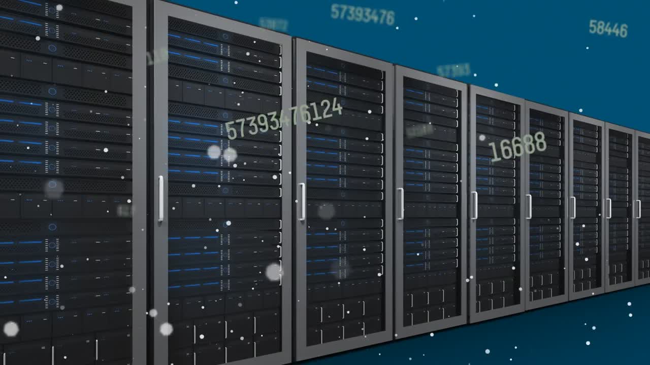 컴퓨터 서버를 통해 숫자의 애니메이션과 데이터 처리가