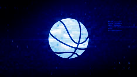 basketball ball symbol digital pixel noise error animation.