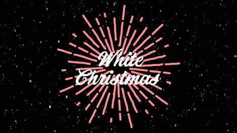 animation of white christmas text over snow falling