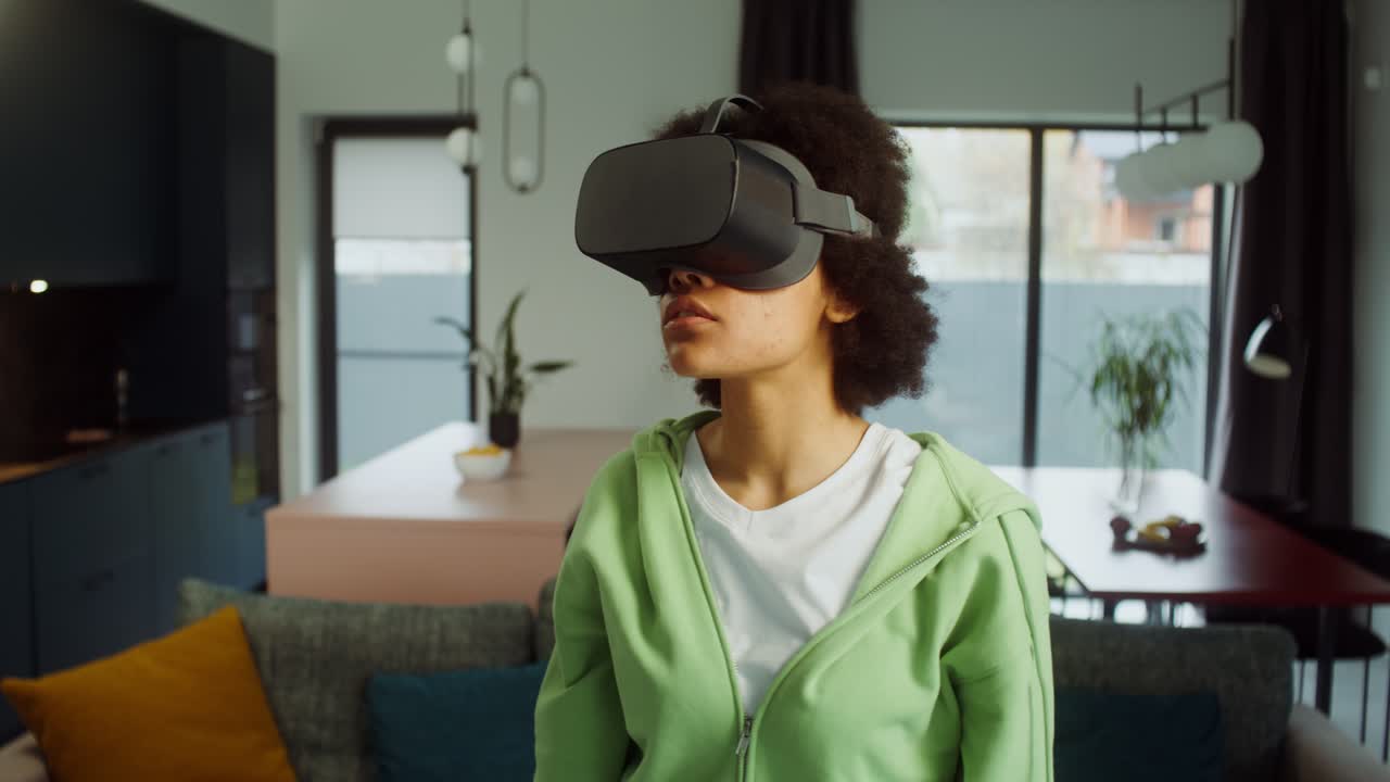 Woman using a VR headset