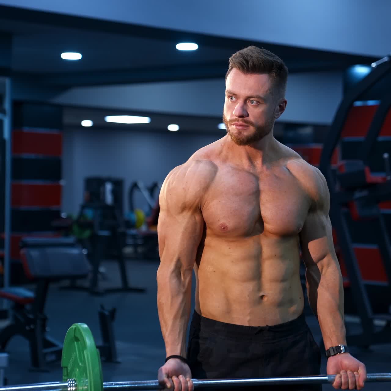 Young man doing fitness exercises