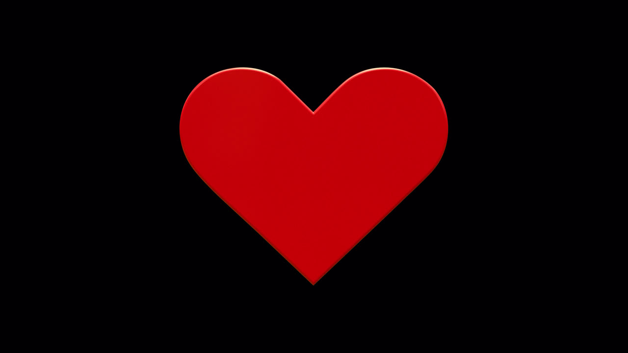Cuore 3D Rosso Rotante su Sfondo Nero