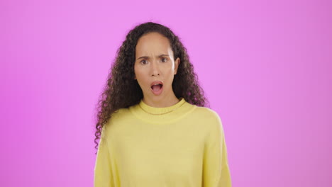 wow, happy and disappointed face of woman