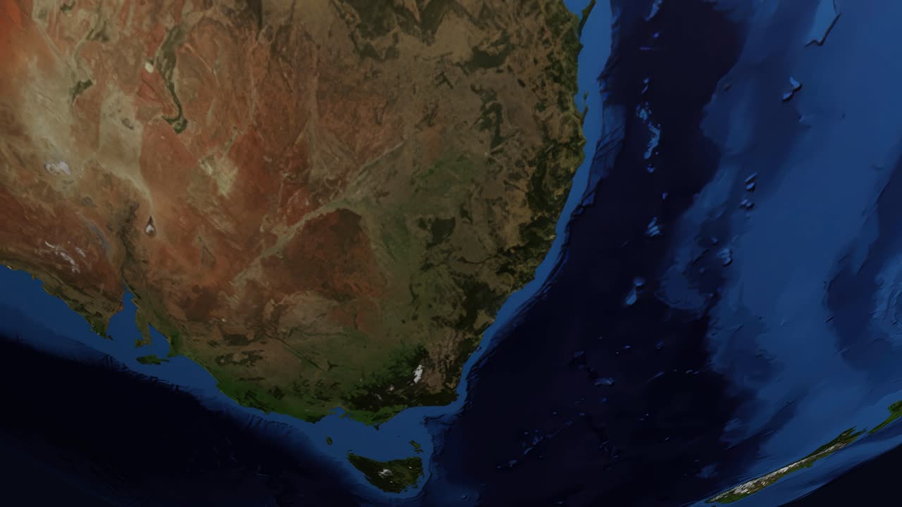 Digital globe animation zooms from outer space into a detailed map of Sydney Australia